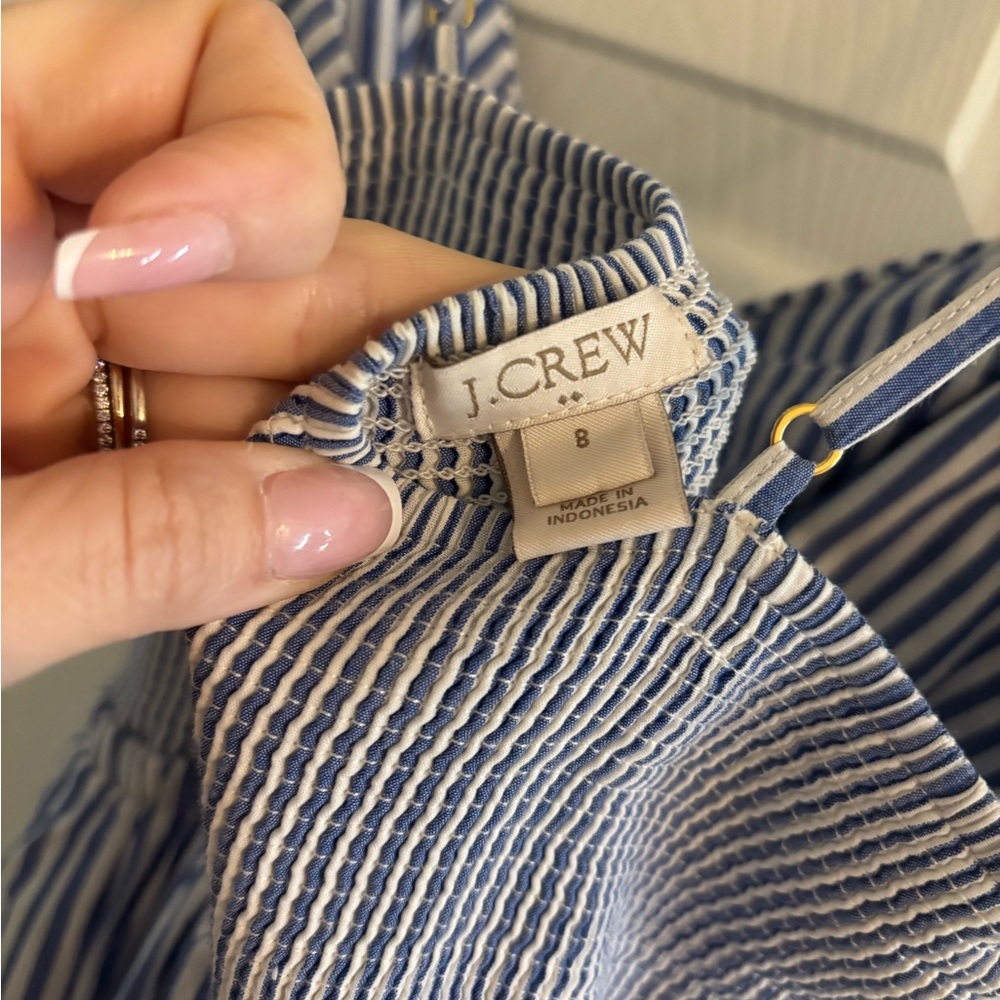J Crew Blue and White Striped Spaghetti Strap Midi Dress - Picture 3 of 3